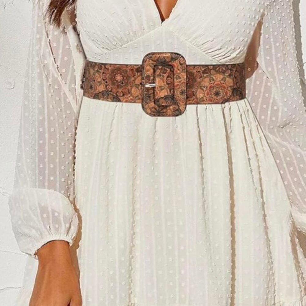 Vegan Cork Floral Belt Waist 35" - 40" - Picture 5 of 7